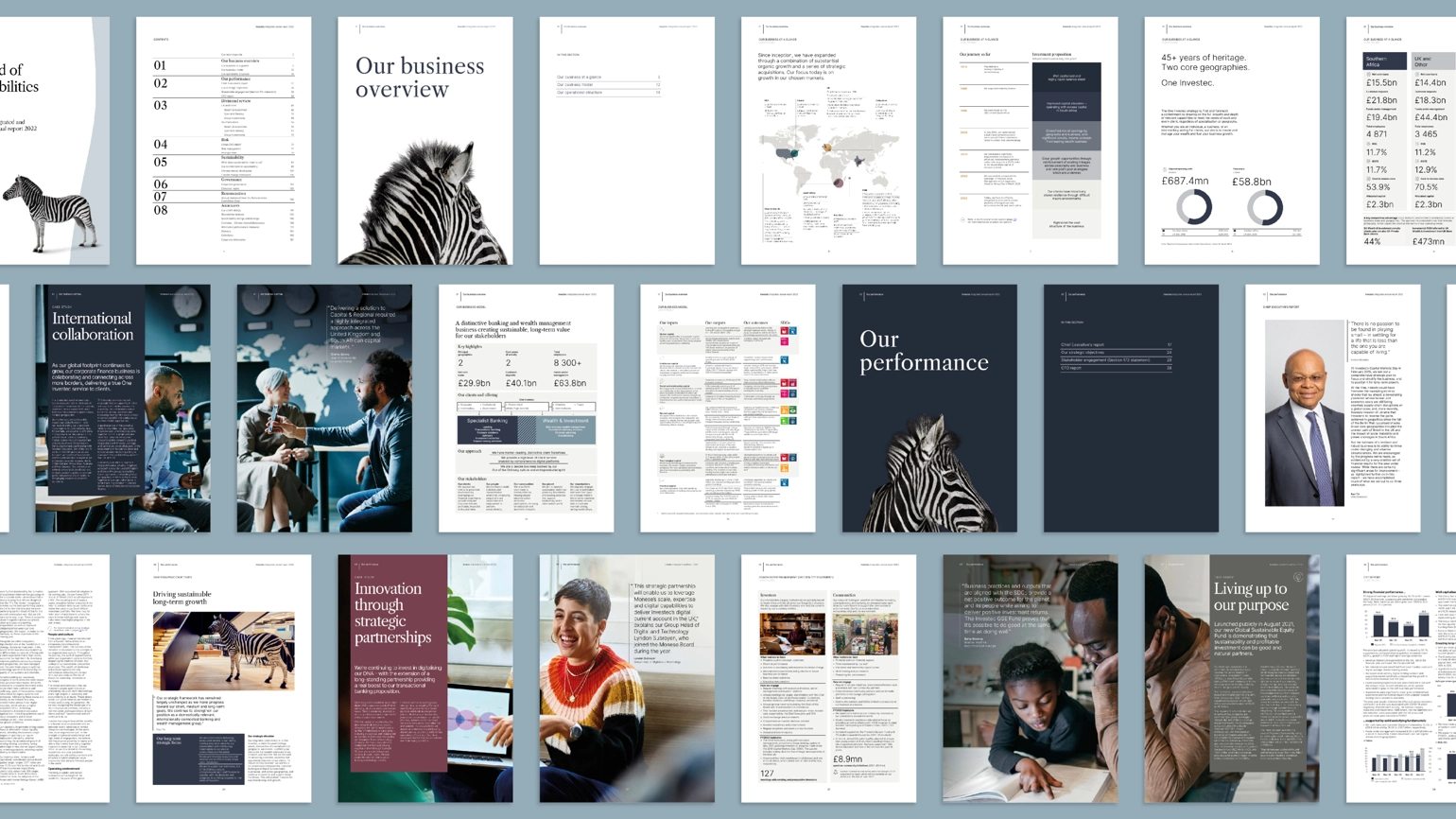 The example of many pages within Investec's 2022 annual report 