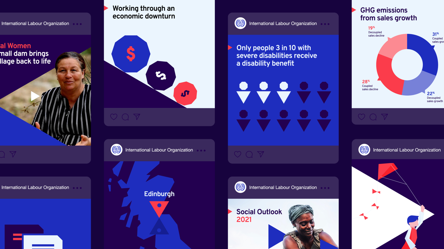 the demo of ILO's design for social media post on Instagram