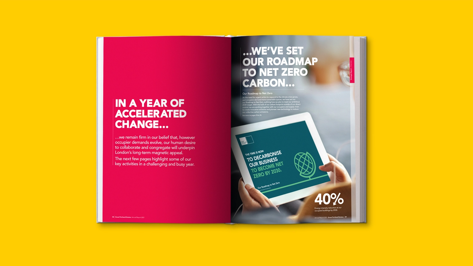 A page the report with statistics about net zero carbon