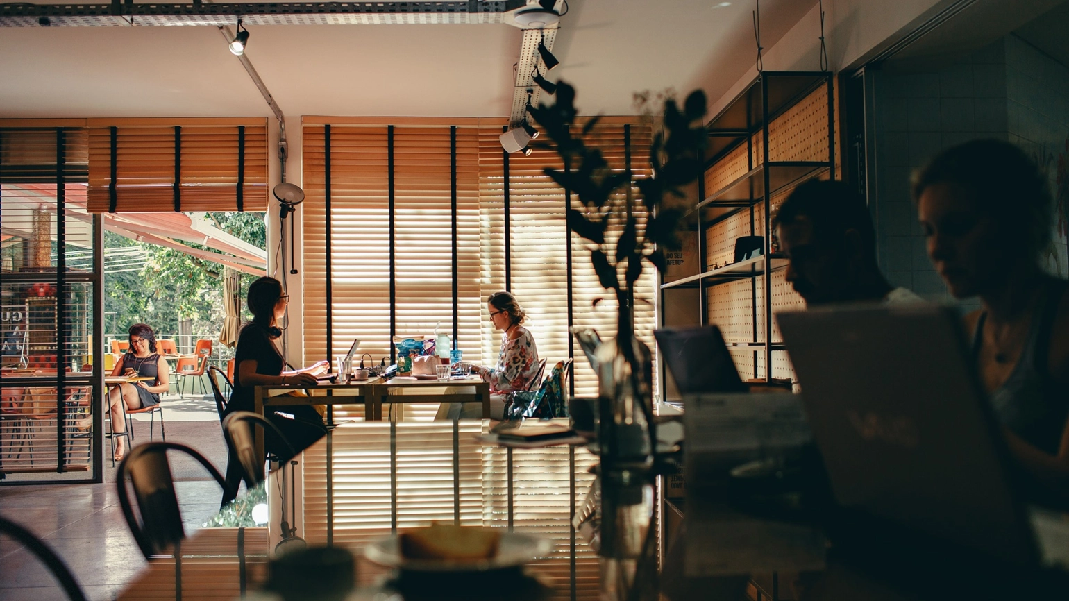 People working in a coffee shop