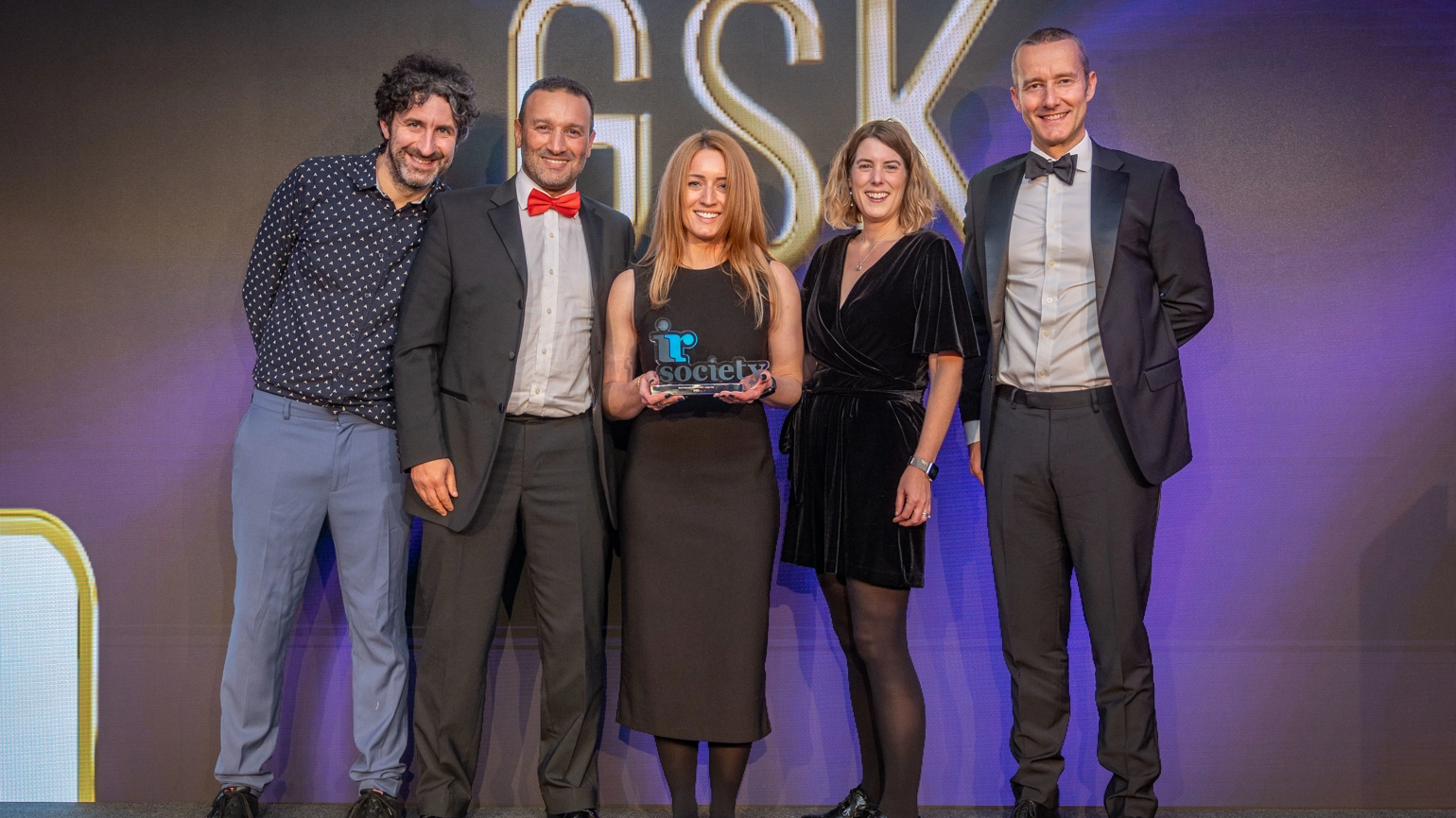GSK team accepting Best Corporate Website at the IR Society awards