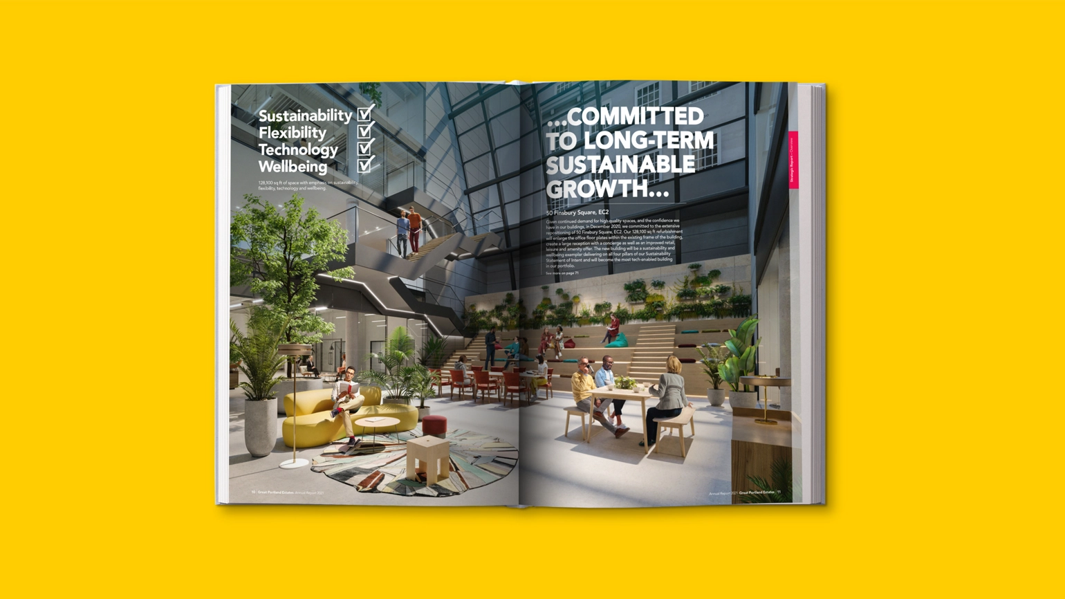 A page in the report about commitment to sustainable growth 