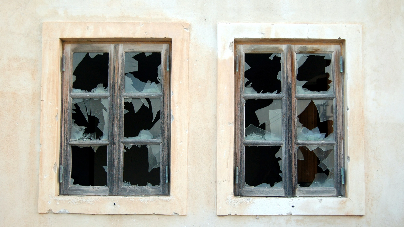 2 broken windows